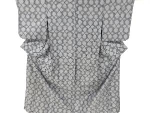 アンティーク　幾何学模様織り出し手織り紬単衣着物